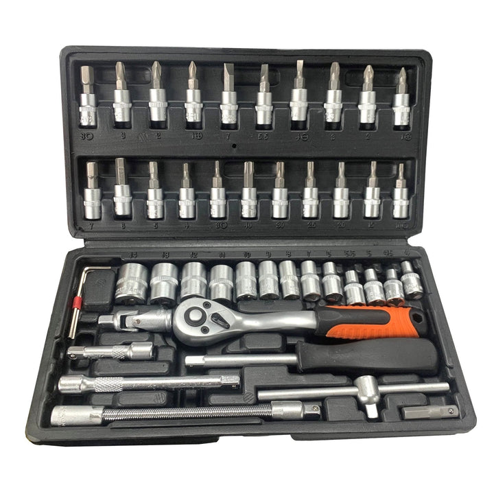 46 Piece ¼" Dr Metric CrV Socket & Bit Set by Rolson Tools