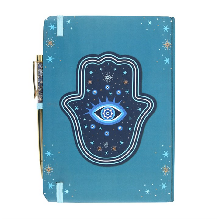 Hand of Hamsa A5 Notebook with Crystal Chip Pen