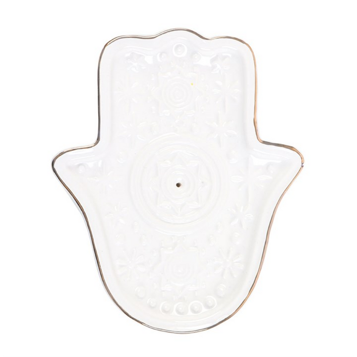 White Hand of Hamsa Incense Holder and Trinket Dish