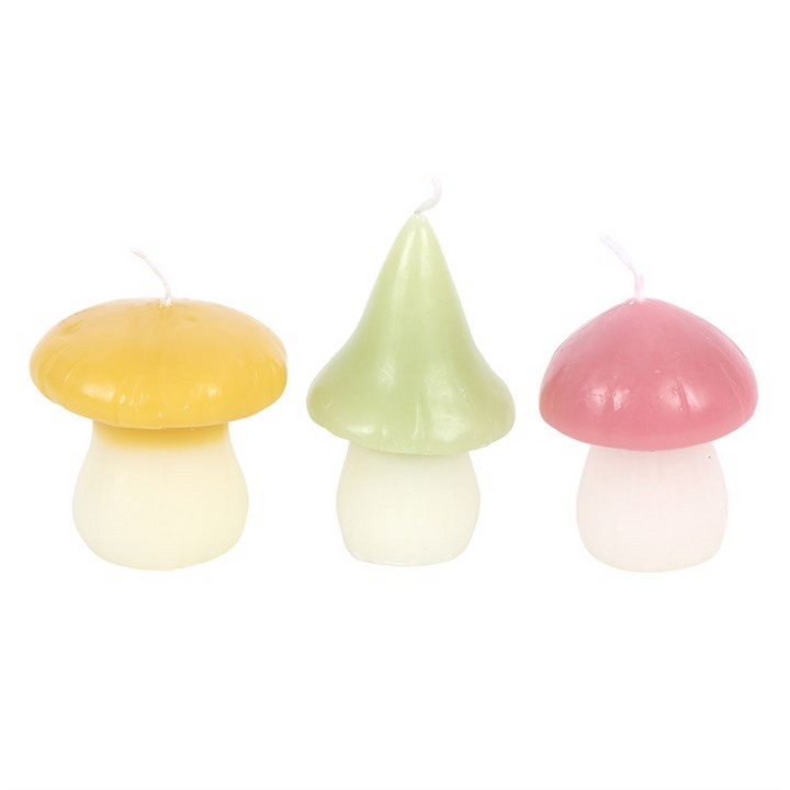 Set of 3 Pastel Mushroom Candles