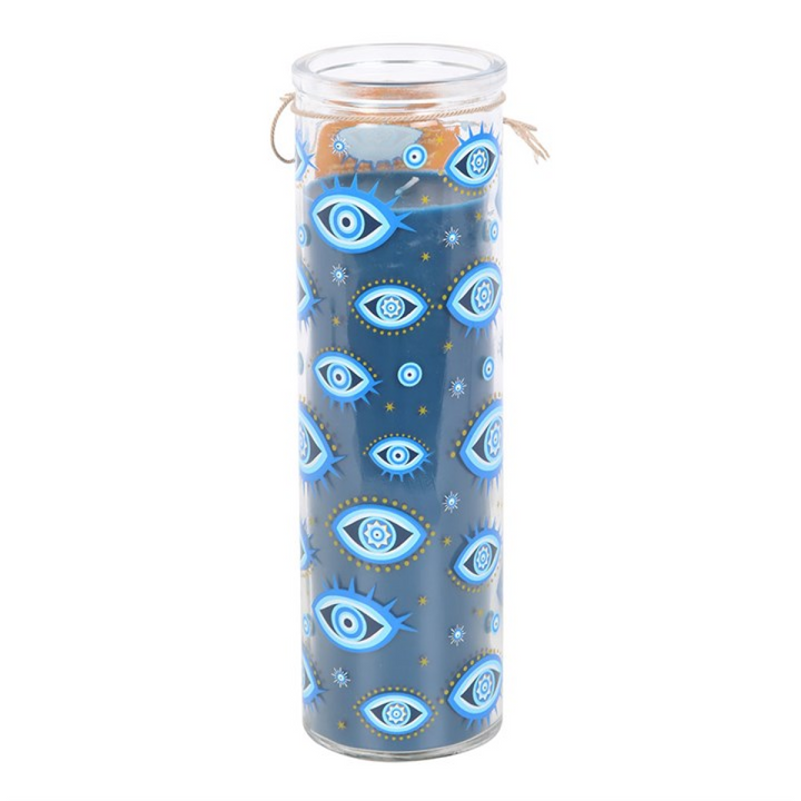 All Seeing Eye Print White Rose Tube Candle