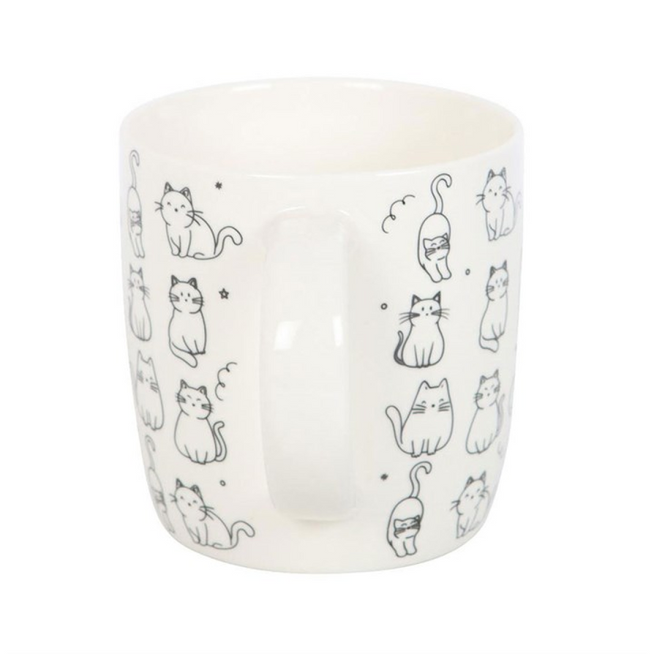 White Happy Cat Print Mug