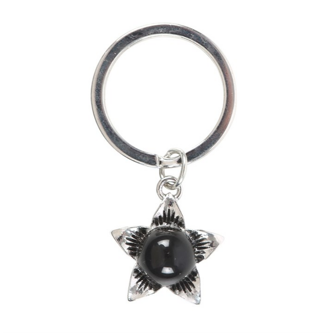 Deadly Nightshade Keyring with Black Obsidian