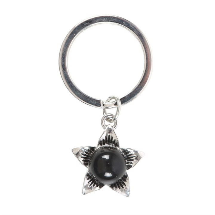 Deadly Nightshade Keyring with Black Obsidian