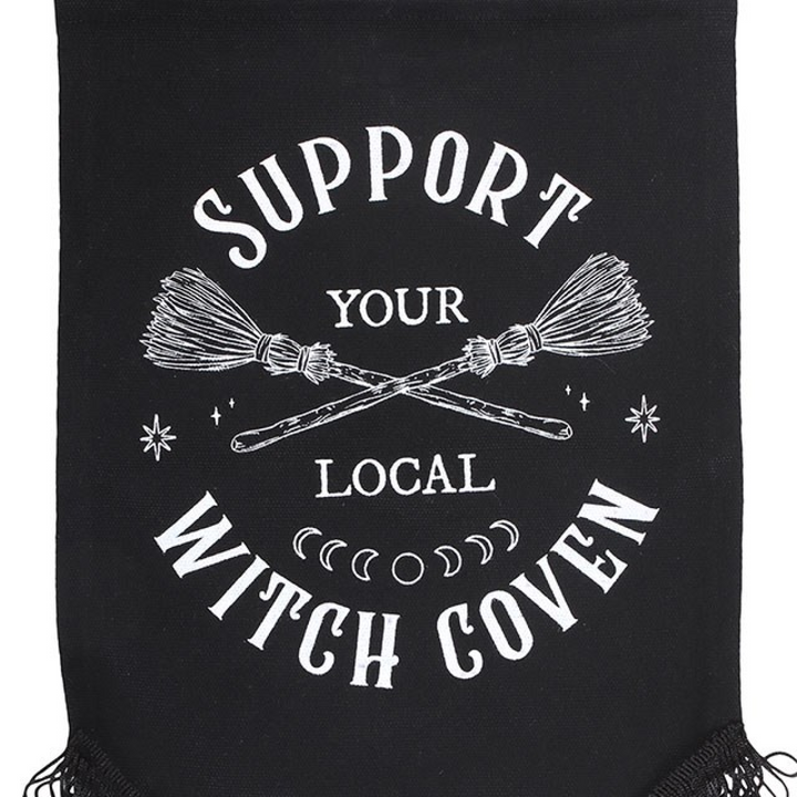 Support Your Local Witch Coven Hanging Fabric Banner