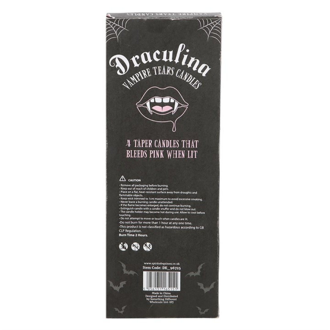 Set of 4 Pink Vampire Tears Taper Candles