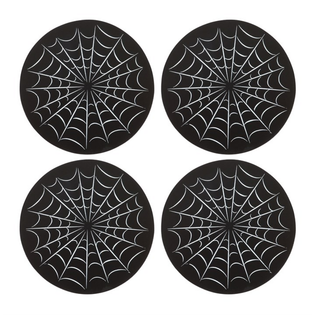 Black Spiderweb Coaster Set