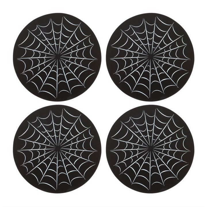 Black Spiderweb Coaster Set