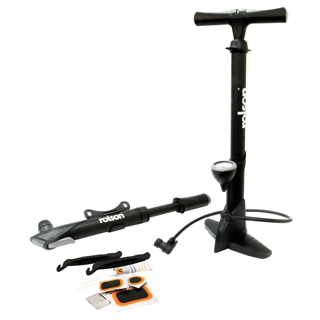 2 Piece Bicycle Pump & Repair Kit by Rolson Tools