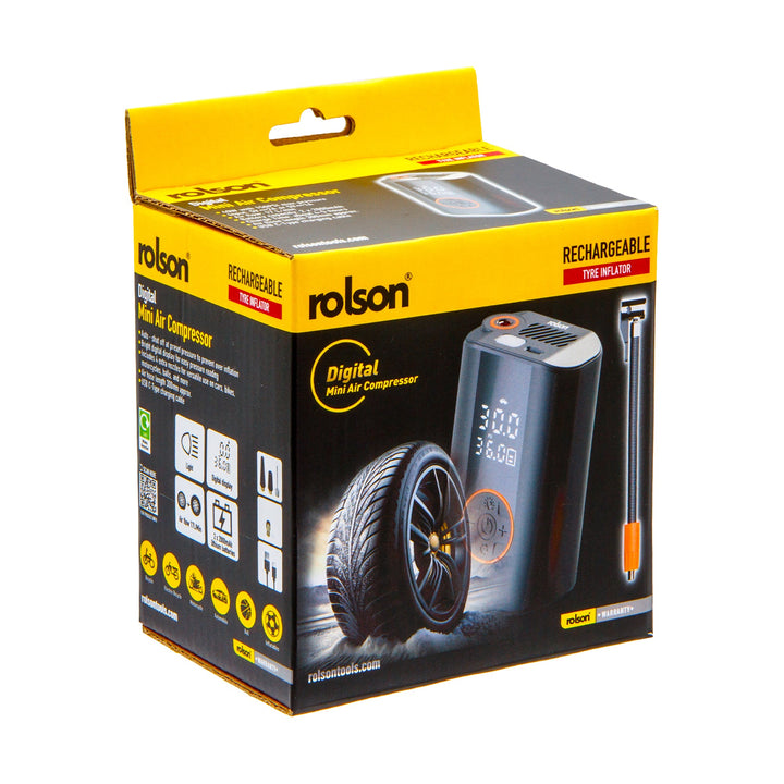 Rechargeable Mini Air Compressor by Rolson Tools