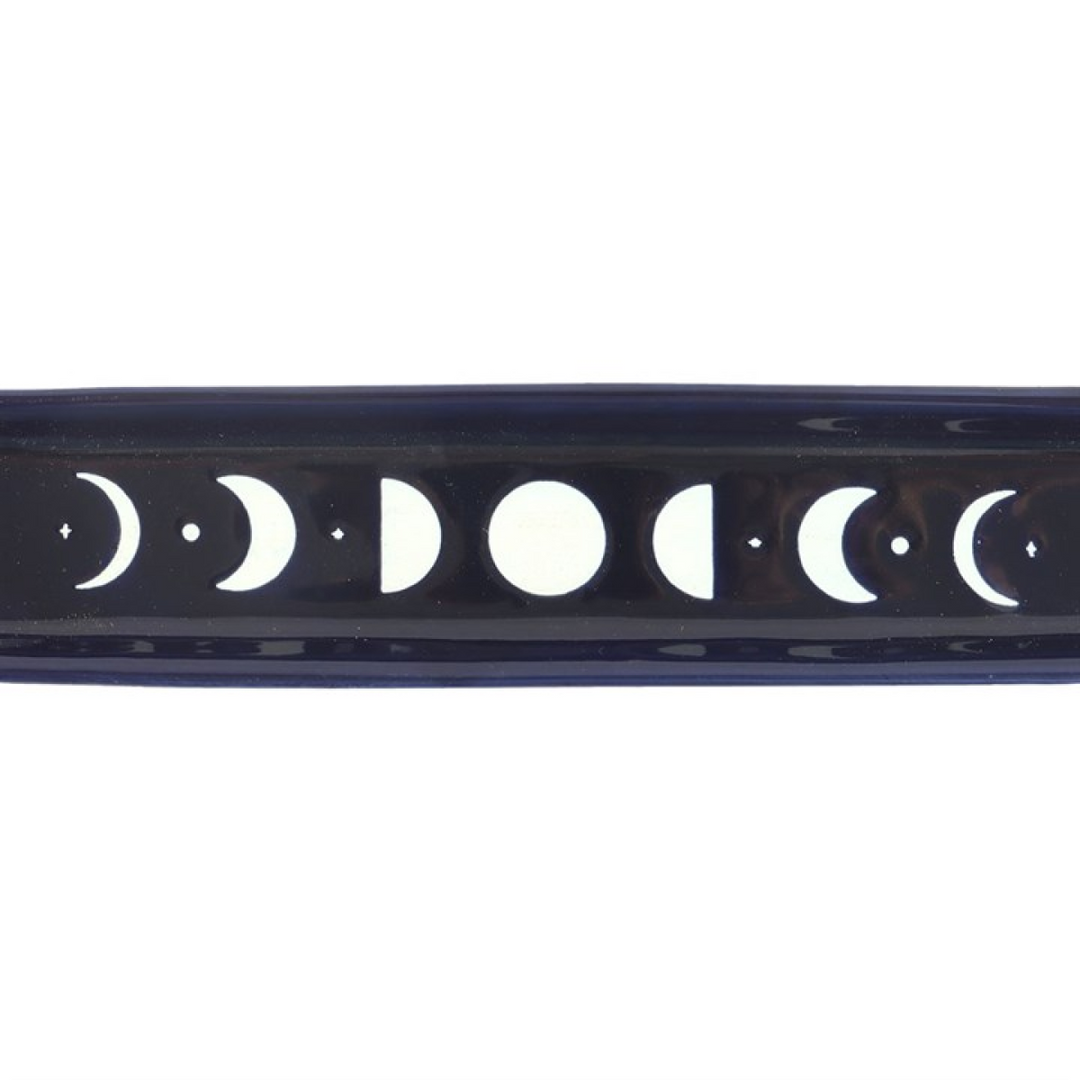 Blue Moon Phase Ceramic Incense Ash Catcher