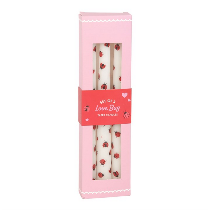 Set of 3 Love Bug Ladybird Taper Candles