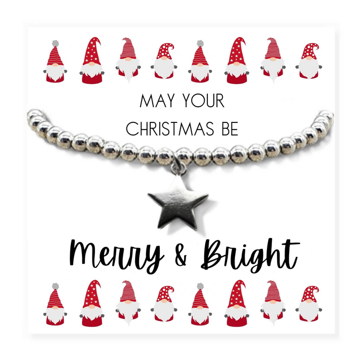 Merry & Bright Christmas Mini Gift Hamper & Silver Star Bracelet