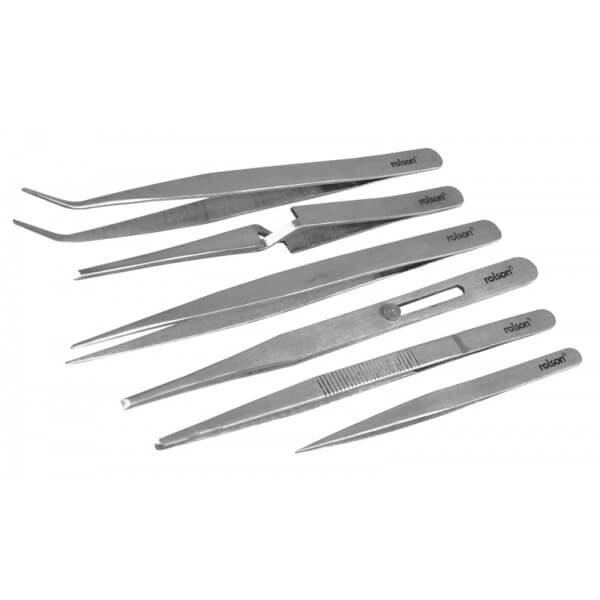 6 Piece Stainless Steel Tweezers