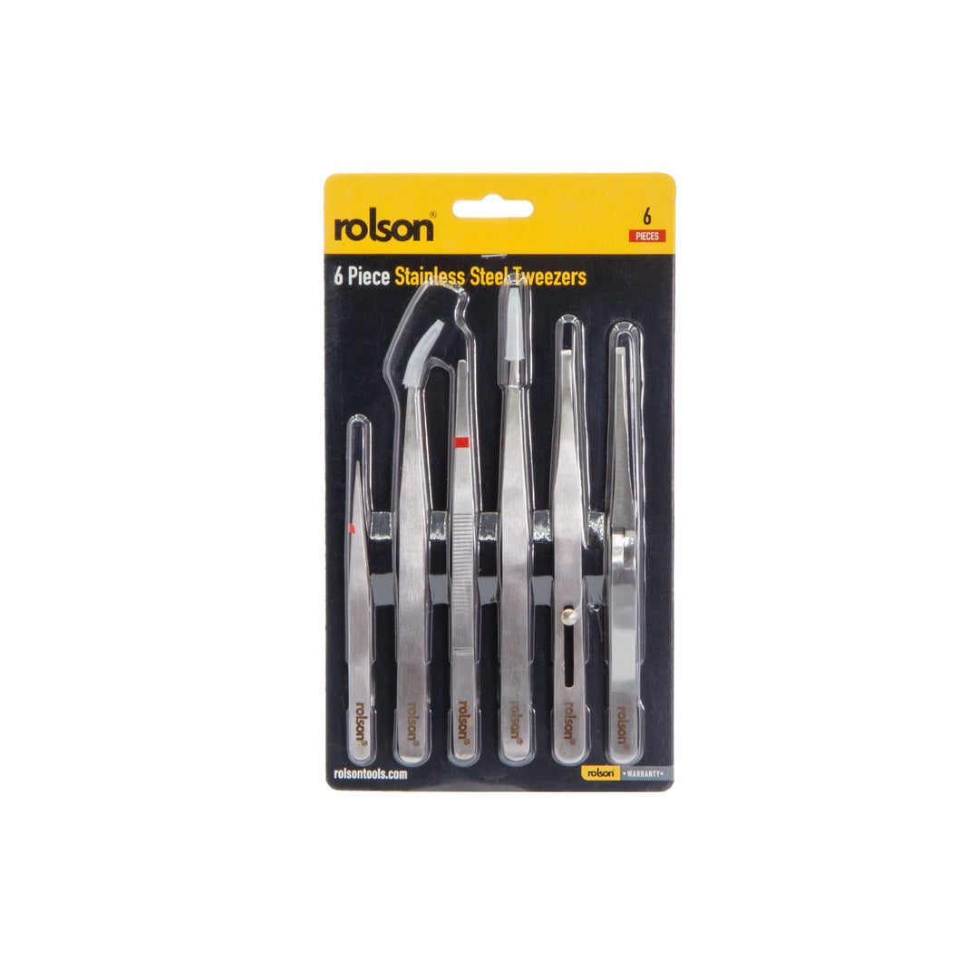 6 Piece Stainless Steel Tweezers