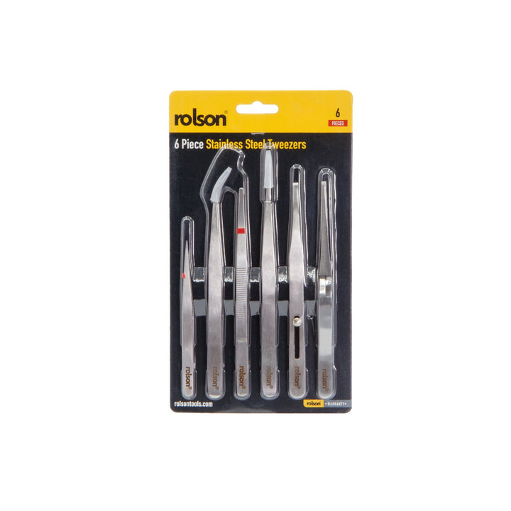6 Piece Stainless Steel Tweezers