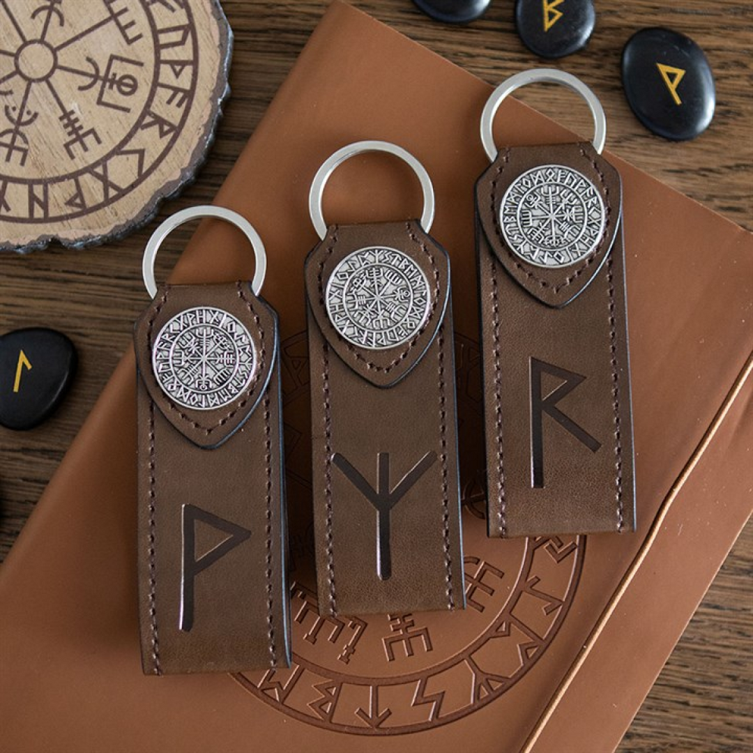 Protection Viking Rune Faux Leather Keyring