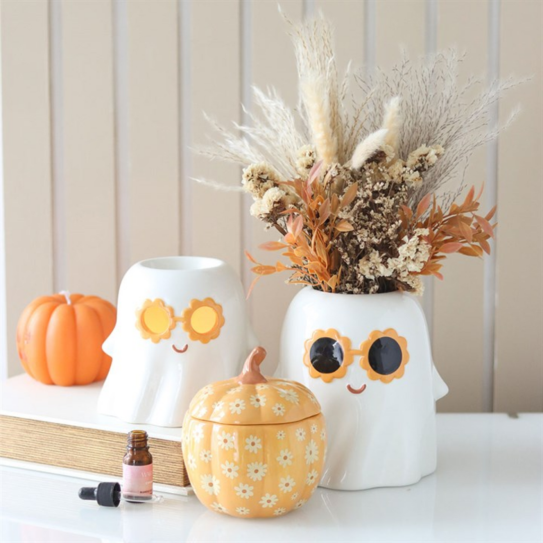 *Groovy Floral Pumpkin Ceramic Oil Burner (12/24)