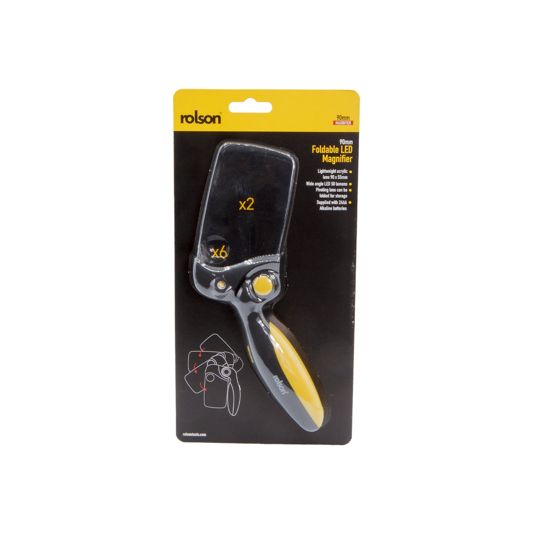 Foldable LED Rectangular Magnifying Glass by Rolson Tools
