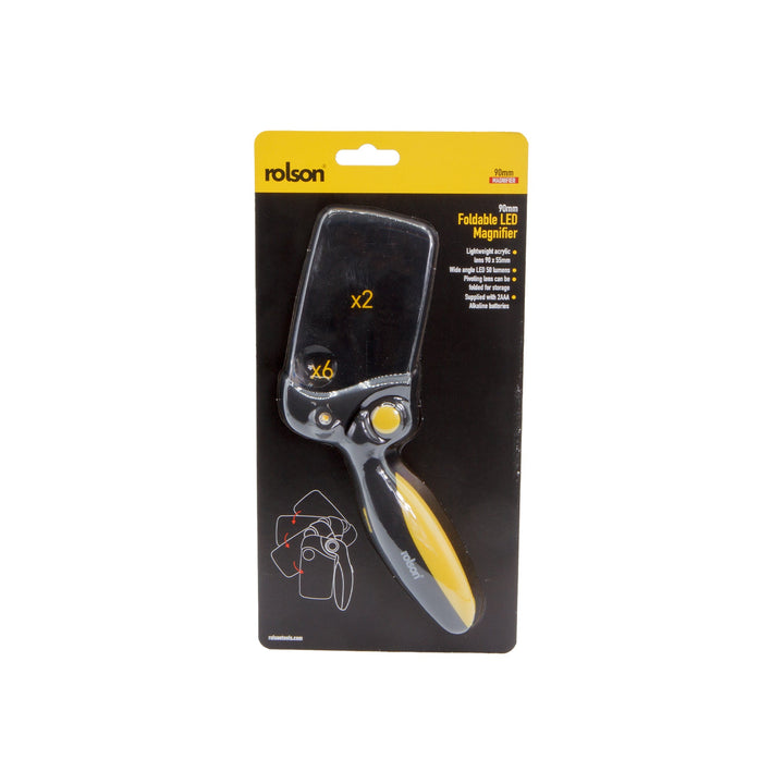 Foldable LED Rectangular Magnifying Glass by Rolson Tools
