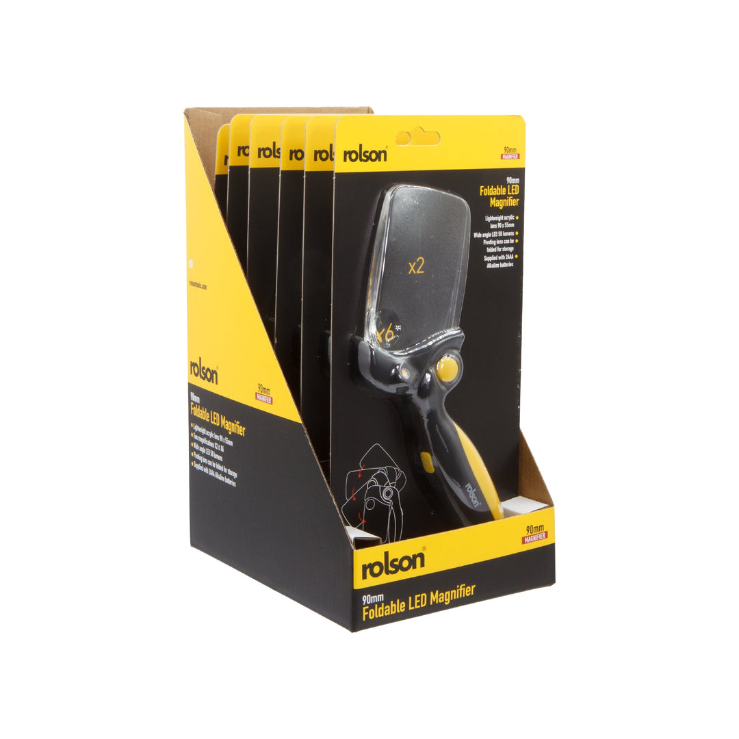 Foldable LED Rectangular Magnifying Glass by Rolson Tools
