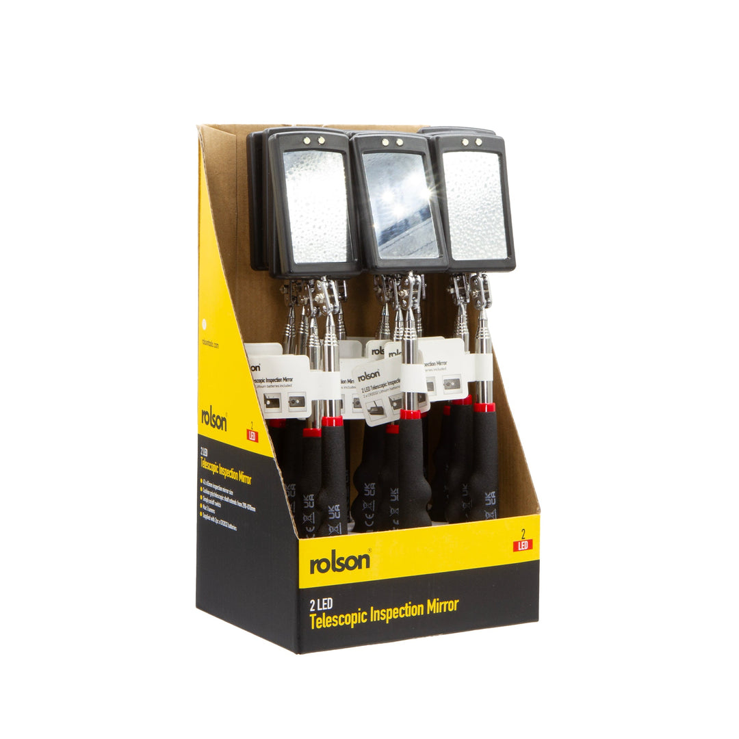 2 LED Telescopic Inspection Mirror by Rolson Tools
