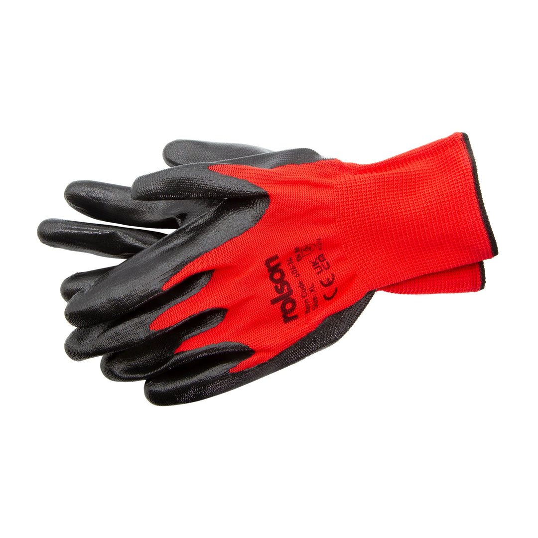 Nitrile Coated Work Gloves Red/Black by Rolson Tools at Klevaro