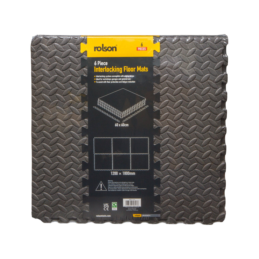 6 Piece Interlocking Floor Mats by Rolson Tools