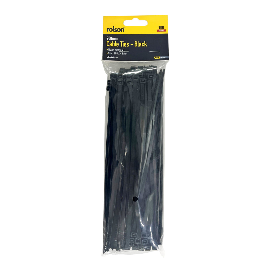 100 Piece x 200mm Black Cable Ties