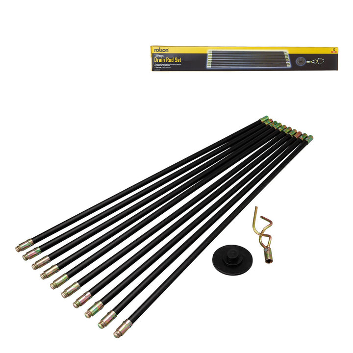 12 Piece Drain Rod Set by Rolson Tools