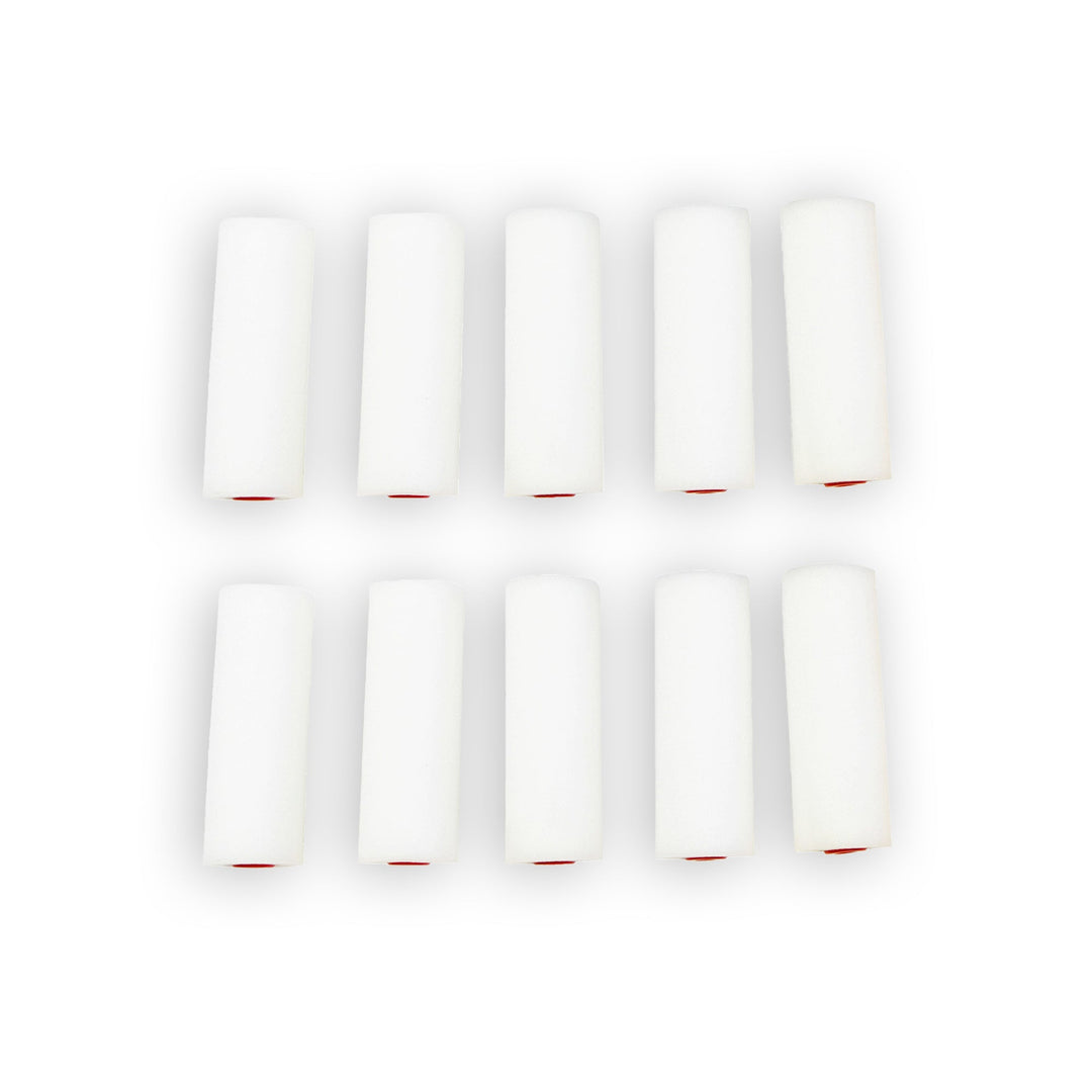 10 Piece 100mm Mini Foam Roller Sleeves by Rolson Tools