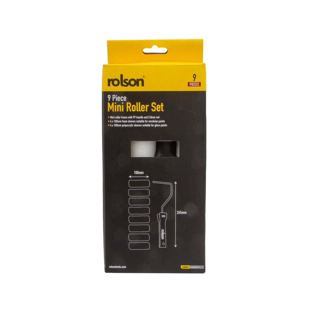 9 Piece Mini Roller Set by Rolson Tools