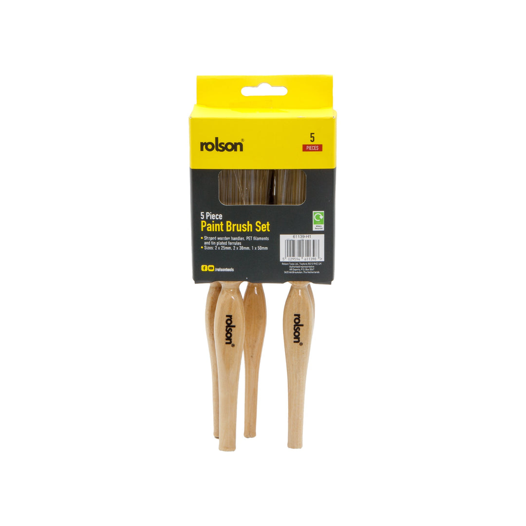 5 Piece Paint Brush Set by Rolson Tools