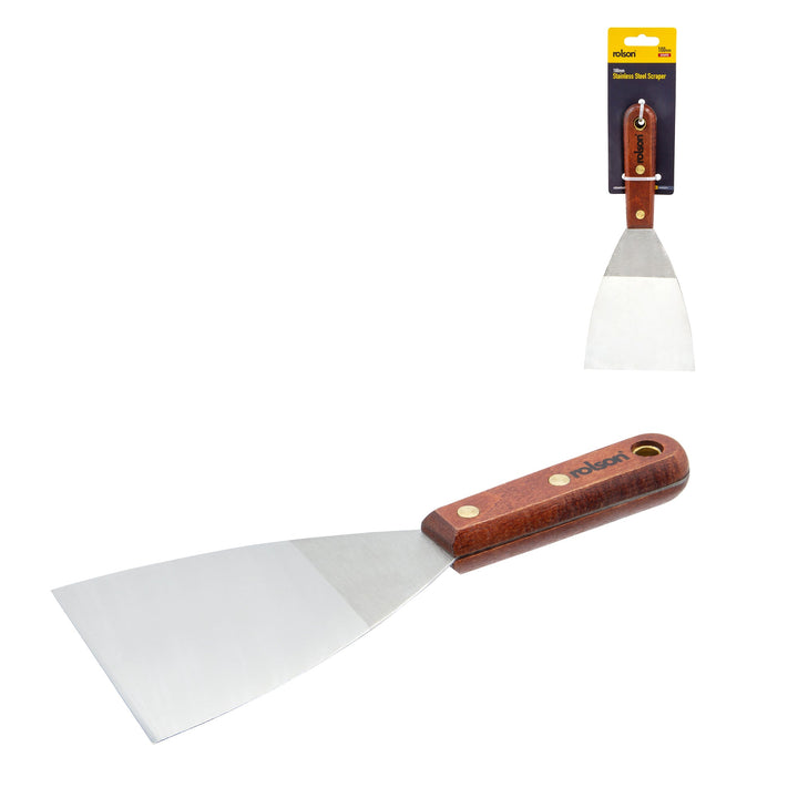 100mm Stainless Steel Scraper by Rolson Tools
