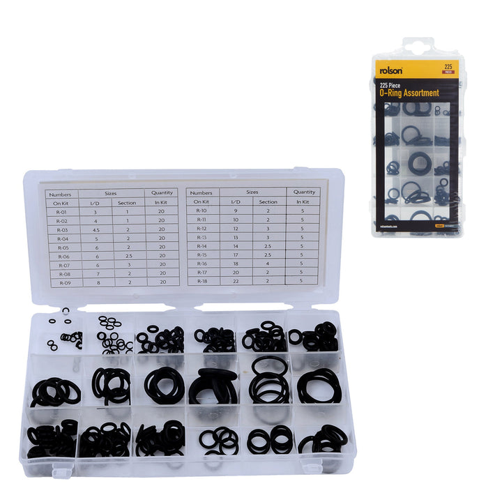 225 Piece O-Ring Assortment by Rolson Tools