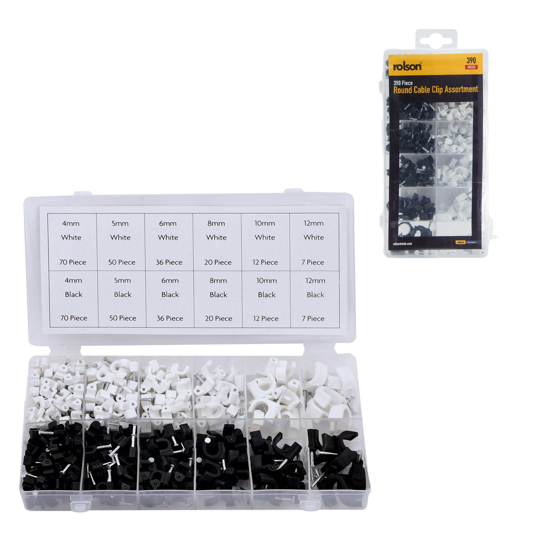 390 Piece Cable Clip Assortment by Rolson Tools