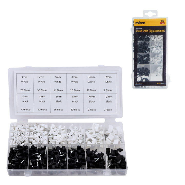 390 Piece Cable Clip Assortment by Rolson Tools