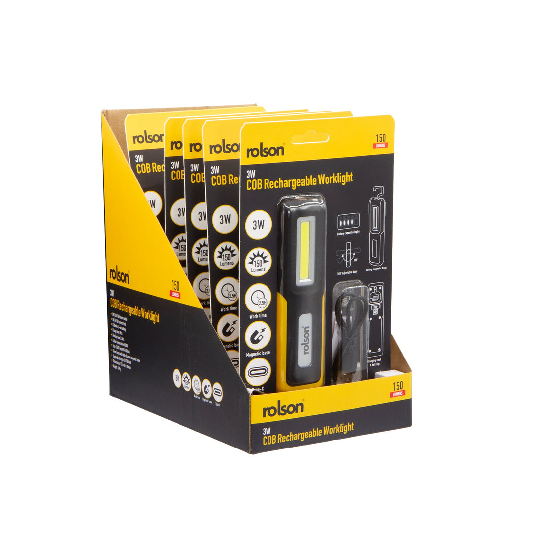 3W USB Rechargeable COB Worklight by Rolson Tools