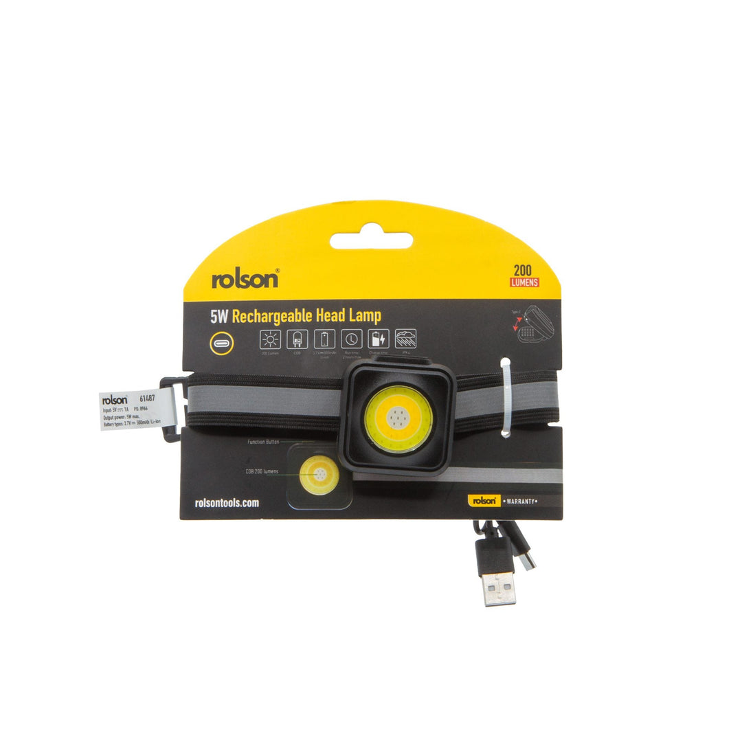 5W Rechargeable Head Lamp by Rolson Tools