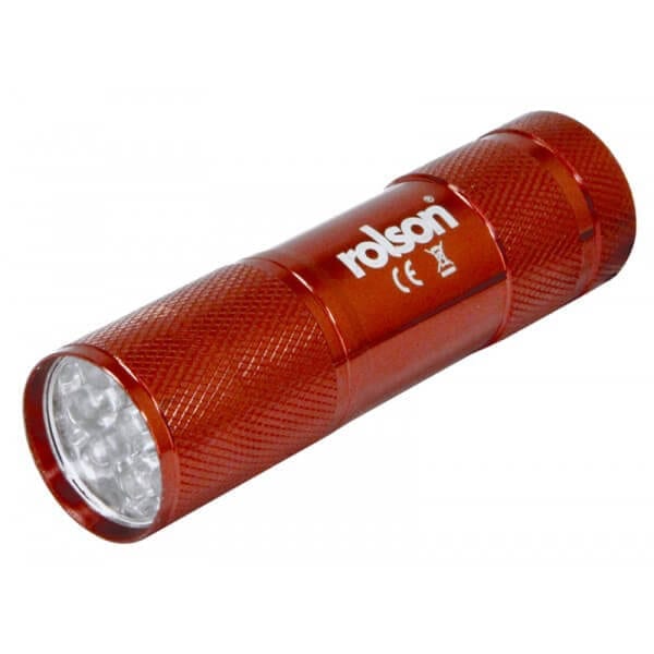 9 LED Torch 7 Colours 3AAA Batteries by Rolson Tools