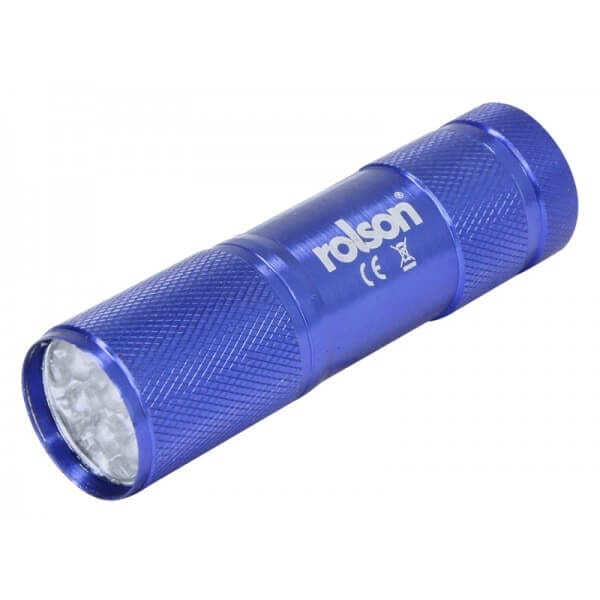 9 LED Torch 7 Colours 3AAA Batteries by Rolson Tools