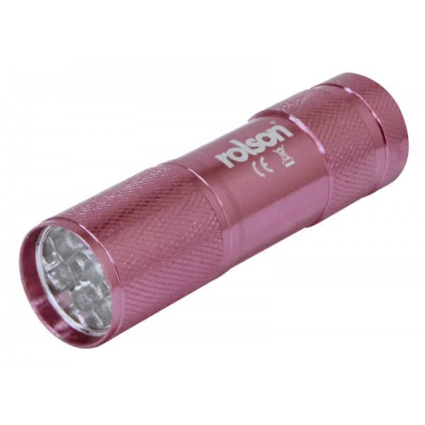 9 LED Torch 7 Colours 3AAA Batteries by Rolson Tools