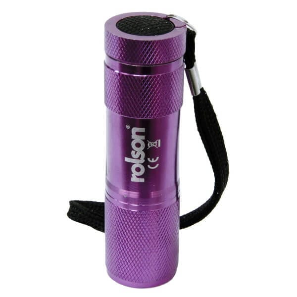 9 LED Torch 7 Colours 3AAA Batteries by Rolson Tools
