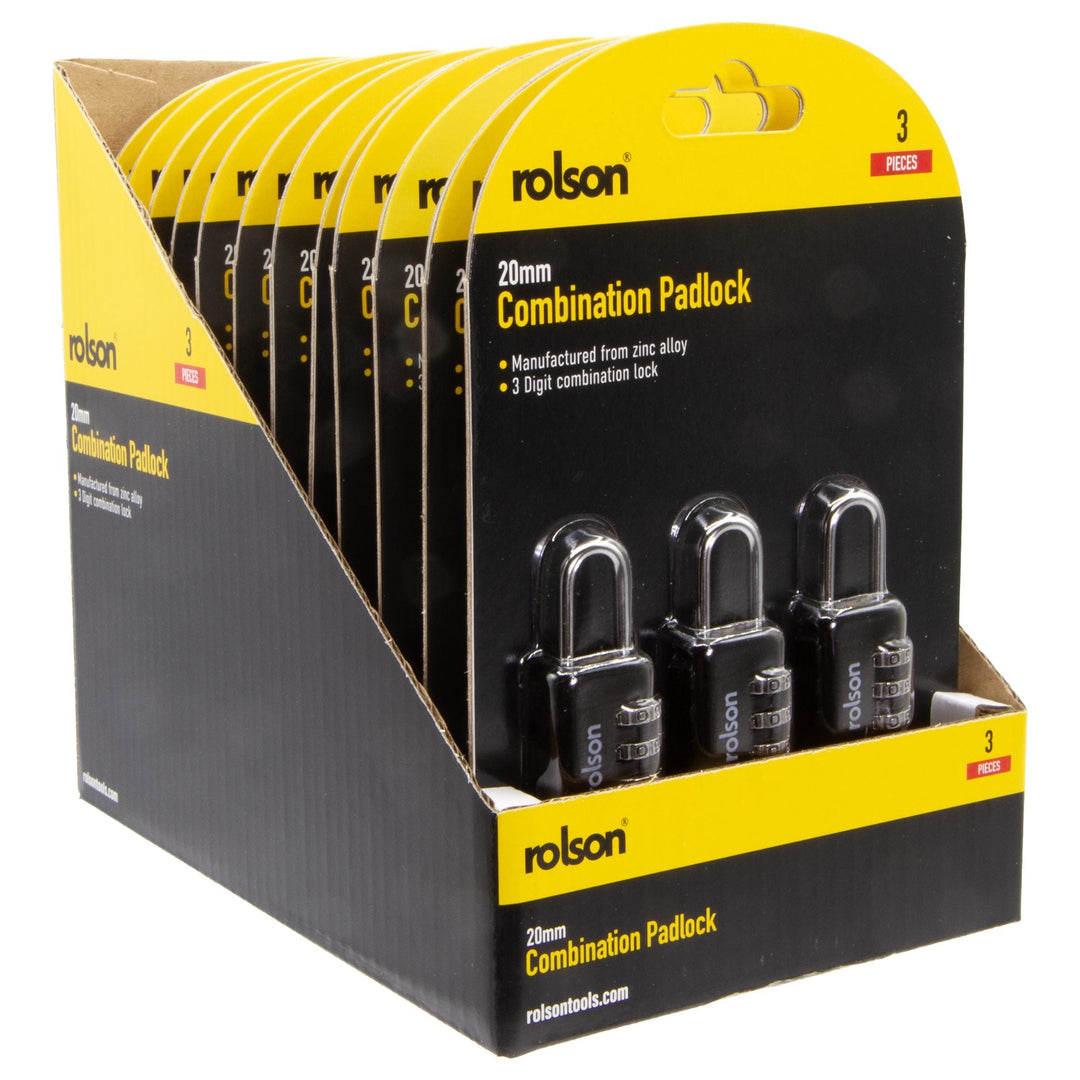 3 Piece 20mm Combination Padlock
