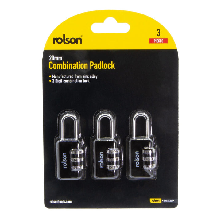 3 Piece 20mm Combination Padlock