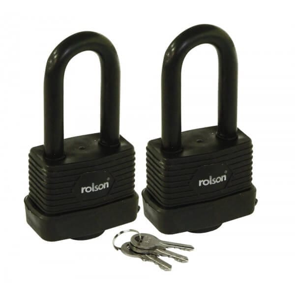 2 Piece 50mm Long Shackle Laminated Steel Padlock