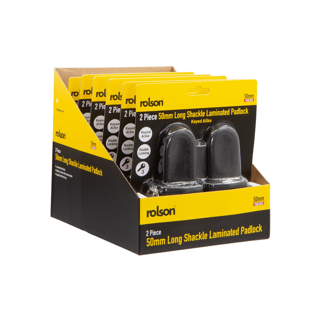 2 Piece 50mm Long Shackle Laminated Steel Padlock