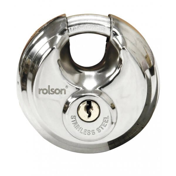 70mm Stainless Steel Disc Padlock by Rolson Tools