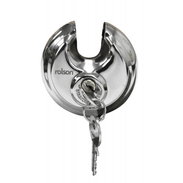 70mm Stainless Steel Disc Padlock by Rolson Tools