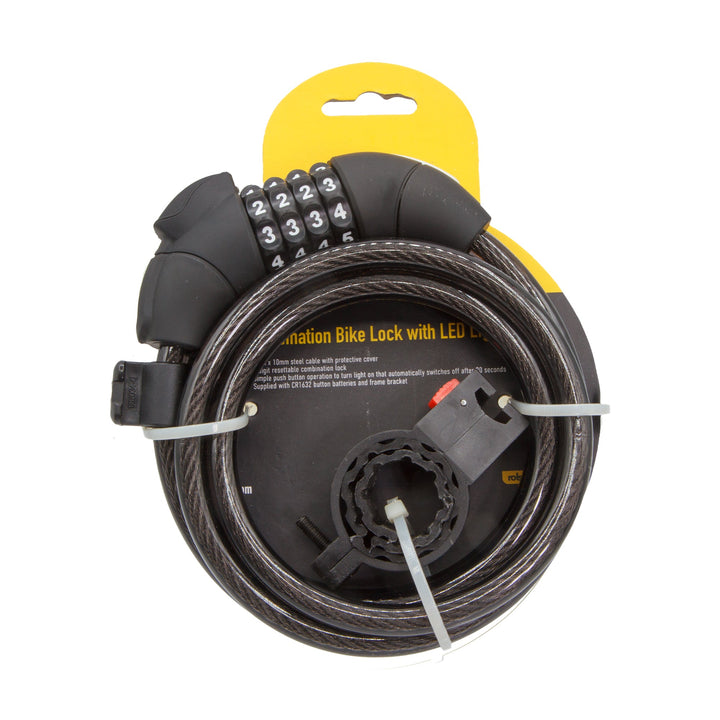 Combination Bike Lock with LED Light by Rolson Tools